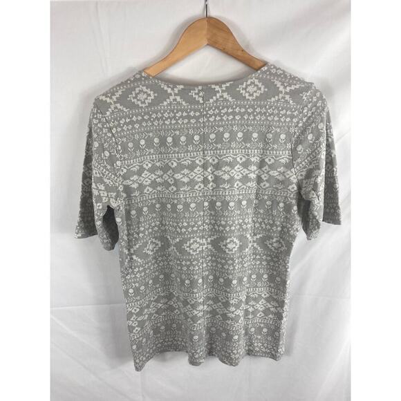 Lucky brand V Neck Boho Patterned Grey / white top S - Picture 4 of 4